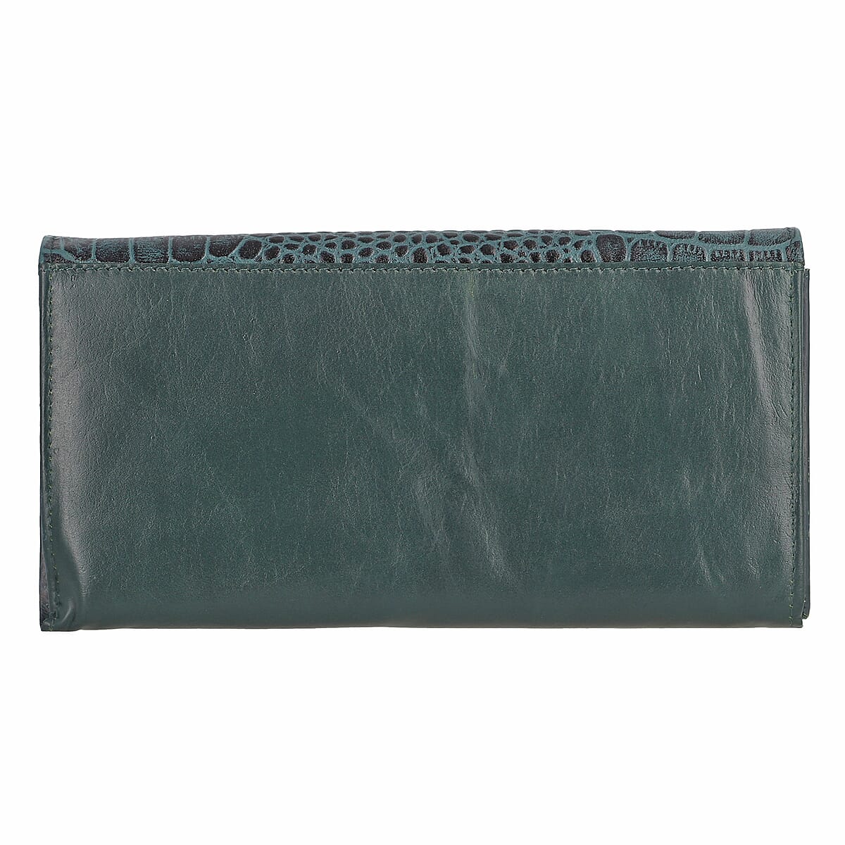 Union Code Teal Green Croc Embossed Genuine Leather Wallet image number 6