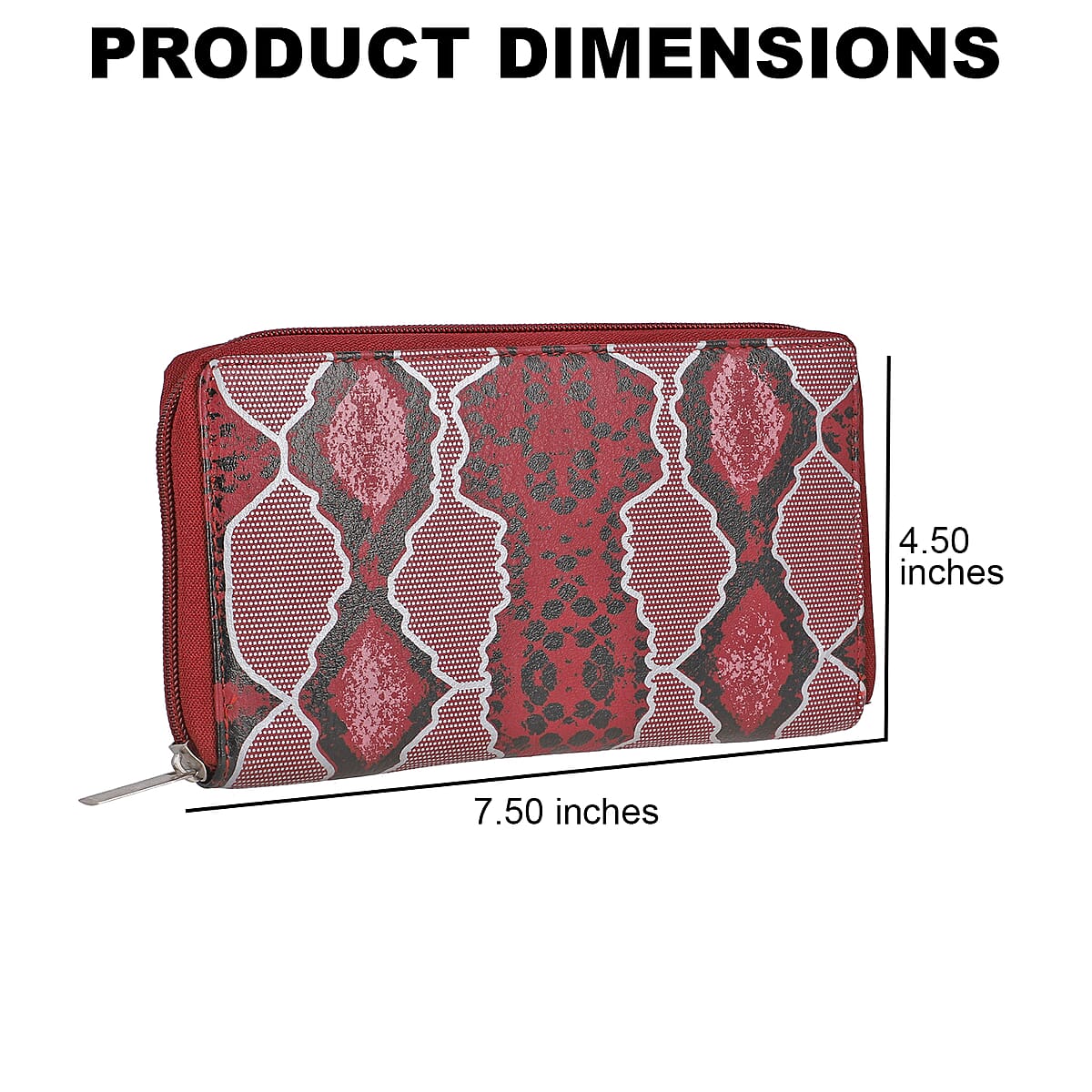 Red Snakeskin Print Genuine Leather Women's Wallet image number 3