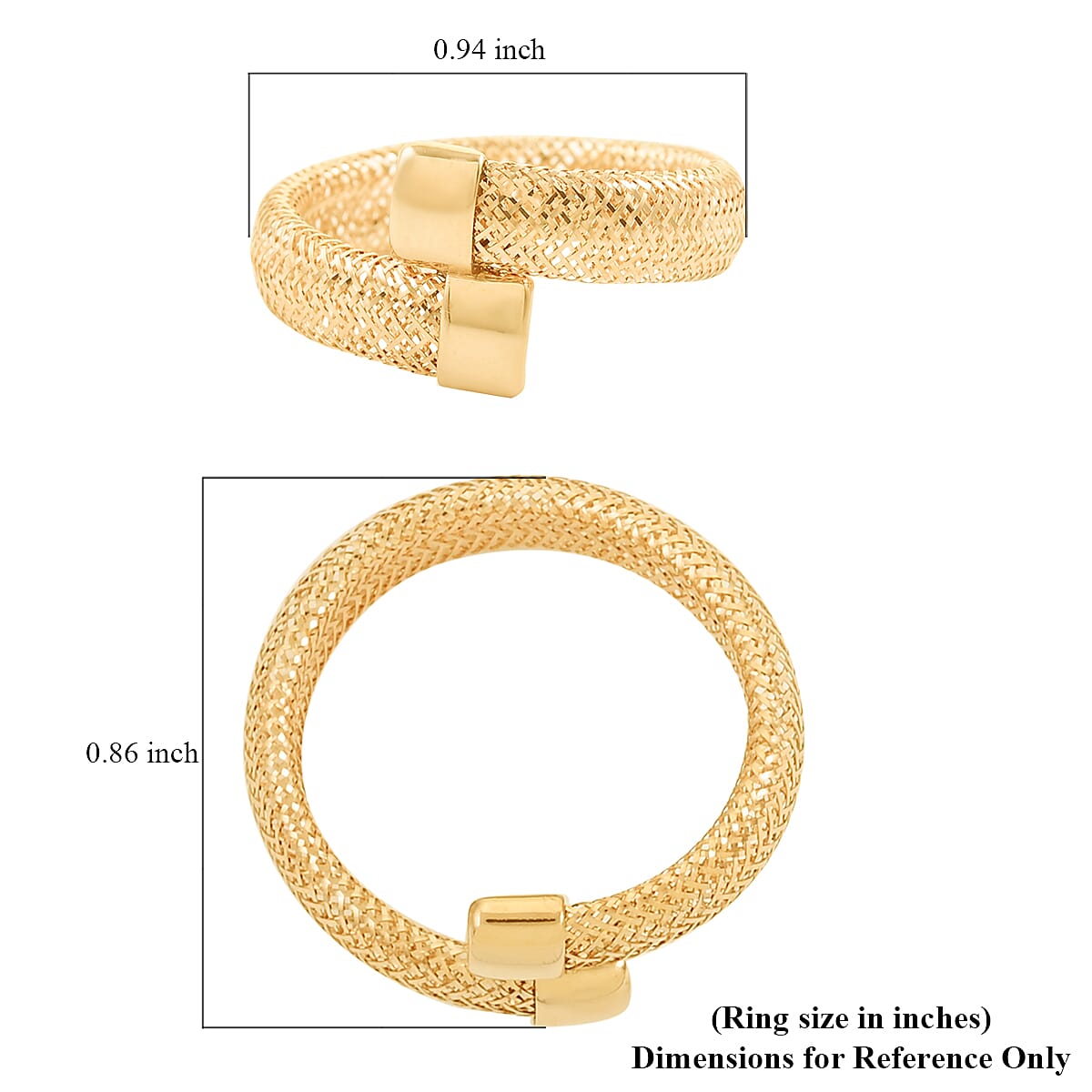Maestro Gold Collection Italian 10K Yellow Gold Open Mesh Band Ring (Size 5-7) image number 4