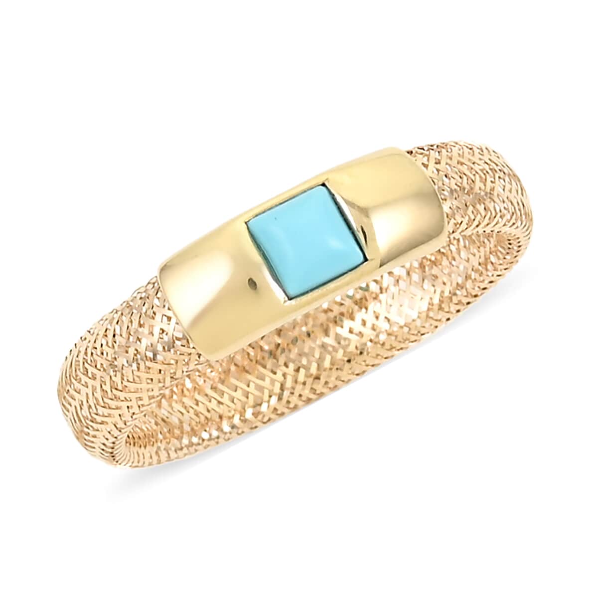 Jessica Exclusive Pick Maestro Gold Collection Italian 10K Yellow Gold Turquoise Paste Mesh Ring (Size 8-10 mm) image number 0