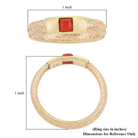 Maestro Gold Collection Italian 10K Yellow Gold Coral Paste Mesh Ring (Size 8-10) image number 4