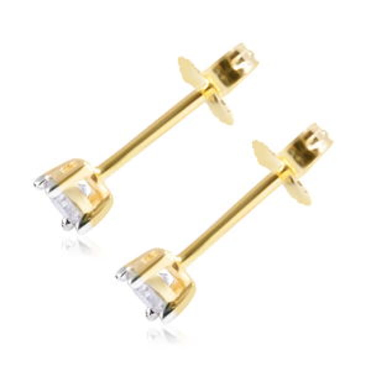 14K Yellow Gold Diamond (I2-I3) Earrings 0.25 ctw image number 3