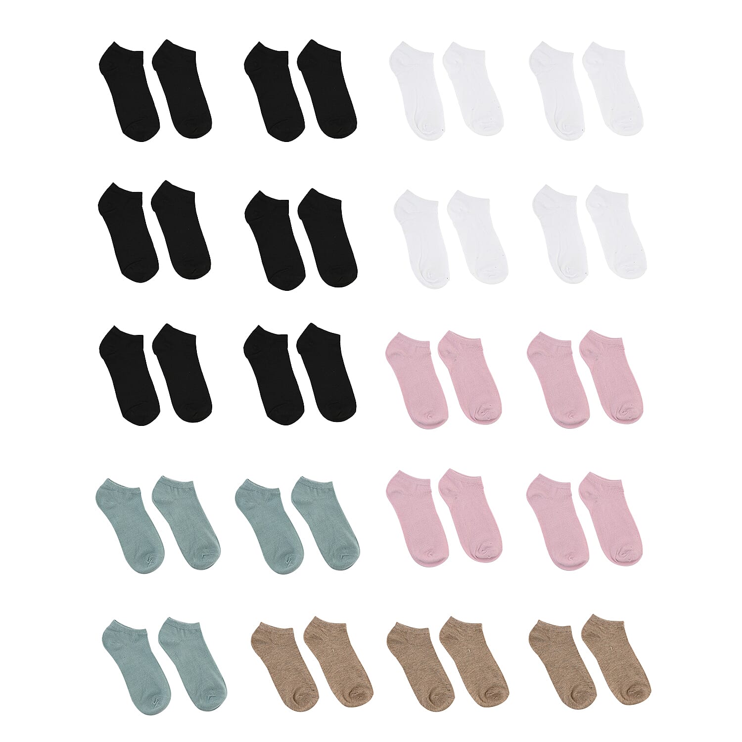 Closeout Spoiled Angel 20 Pairs Women's No Show Socks -Multi Color (Sizes 4-10)
