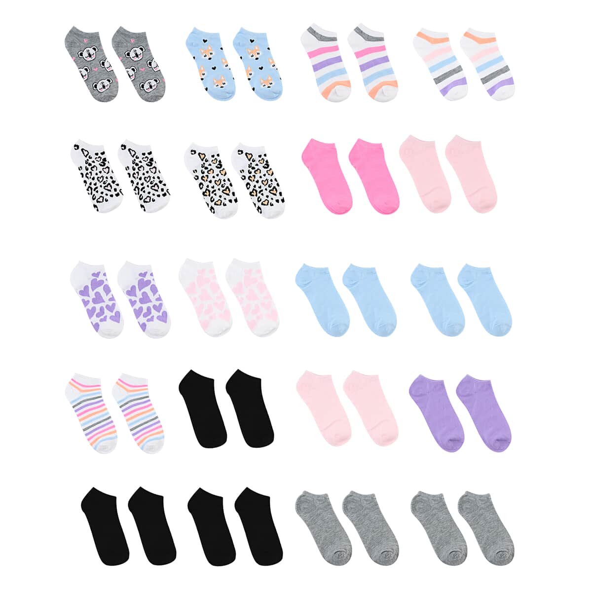 Closeout Spoiled Angel 20 Pairs Women's No Show Socks -Heart (Sizes 4-10) image number 0