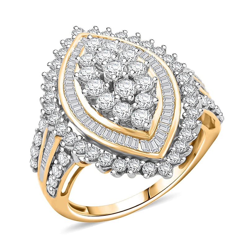 Diamond 2.04 ctw Ring in 10K Yellow Gold (Size 6.0) 5.20 Grams