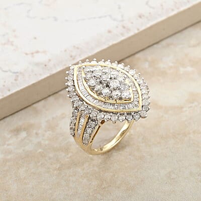 Diamond 2.04 ctw Ring in 10K Yellow Gold (Size 6.0) 5.20 Grams