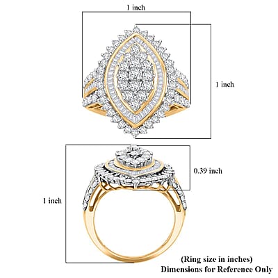 Diamond 2.04 ctw Ring in 10K Yellow Gold (Size 6.0) 5.20 Grams