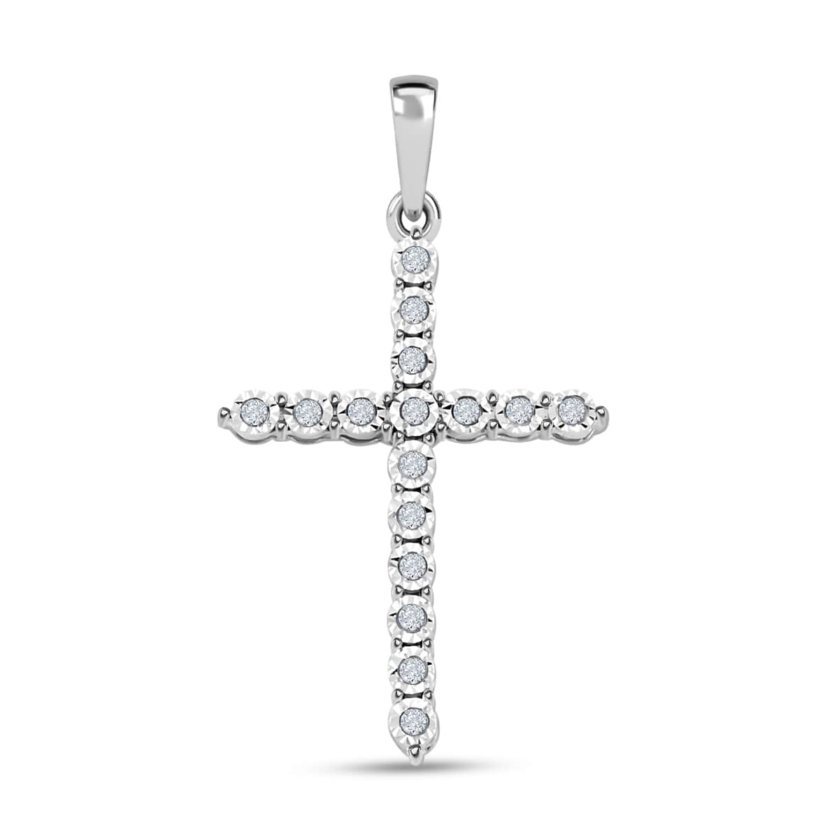 Doorbuster Diamond 0.10 ctw Cross Pendant in 10K White Gold image number 0