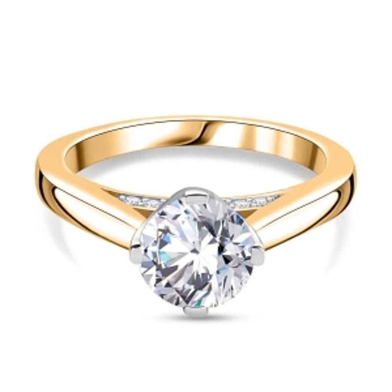 Moissanite 1.48 ctw Ring in 18K Vermeil Yellow Gold Over Sterling Silver (Size 10.0)
