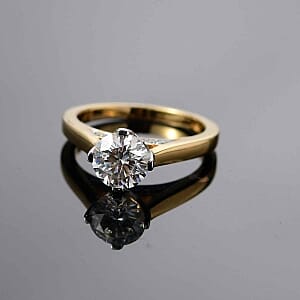 Moissanite 1.48 ctw Ring in 18K Vermeil Yellow Gold Over Sterling Silver (Size 10.0)