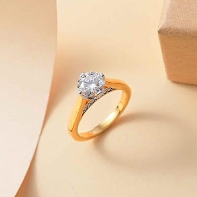 Moissanite 1.48 ctw Ring in 18K Vermeil Yellow Gold Over Sterling Silver (Size 10.0)