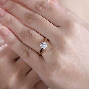 Moissanite 1.48 ctw Ring in 18K Vermeil Yellow Gold Over Sterling Silver (Size 10.0)