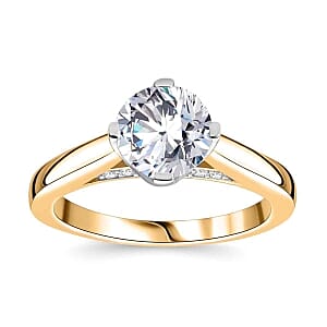 Moissanite 1.48 ctw Ring in 18K Vermeil Yellow Gold Over Sterling Silver (Size 10.0)