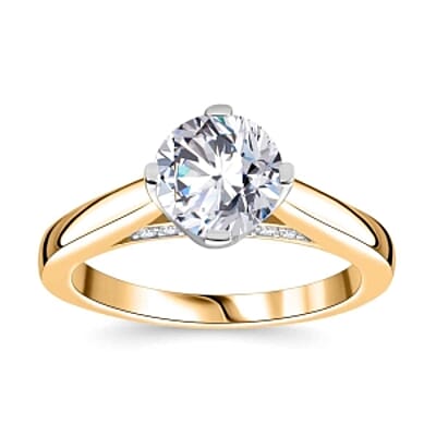 Moissanite 1.48 ctw Ring in 18K Vermeil Yellow Gold Over Sterling Silver (Size 10.0)