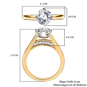 Moissanite 1.48 ctw Ring in 18K Vermeil Yellow Gold Over Sterling Silver (Size 10.0)