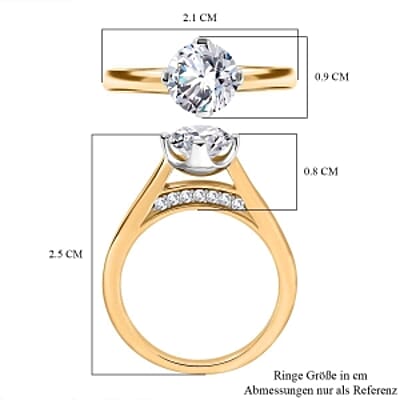 Moissanite 1.48 ctw Ring in 18K Vermeil Yellow Gold Over Sterling Silver (Size 10.0)