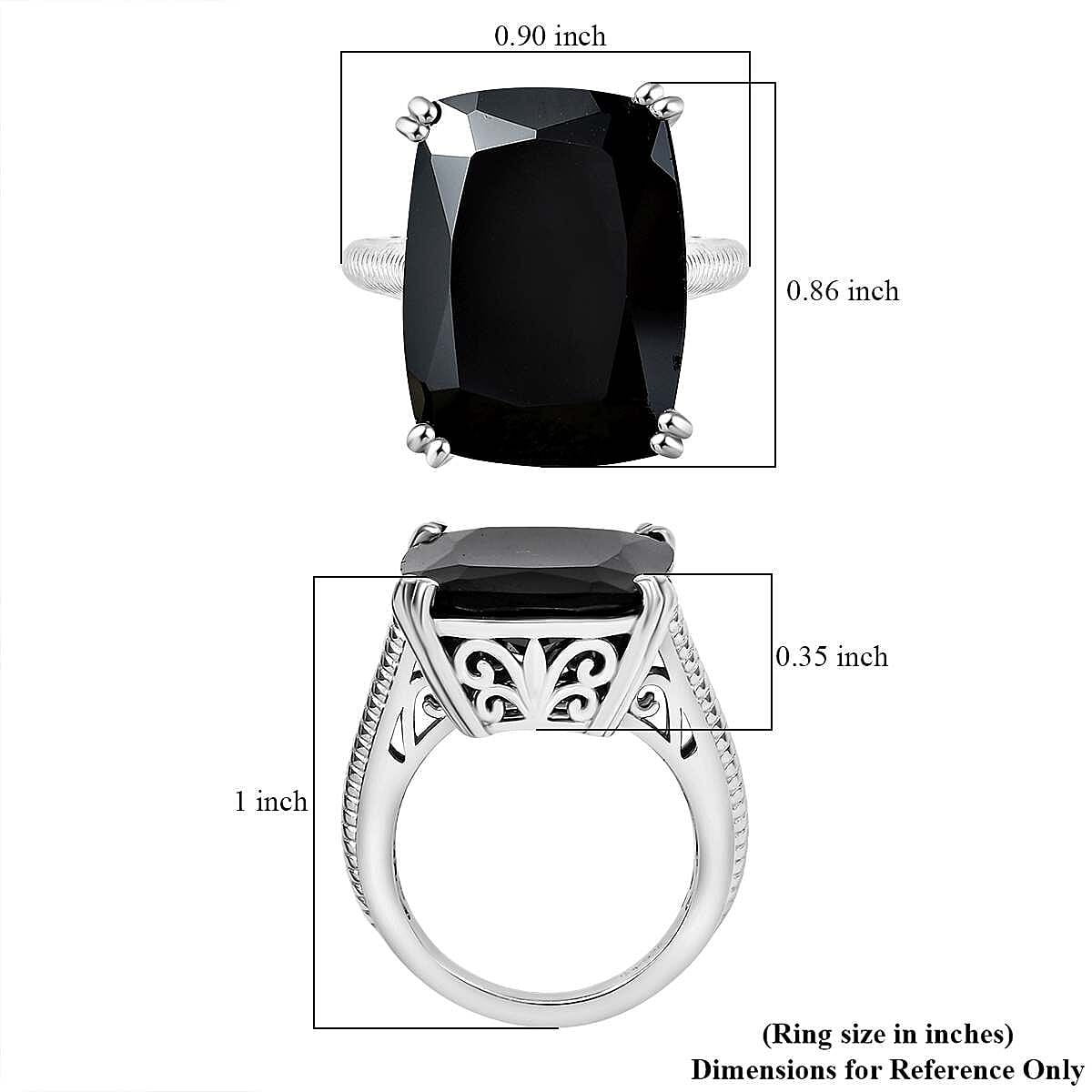 D'Joy Thai Black Spinel 20.25 ctw Eclipse Ring in Rhodium Over Sterling Silver (Size 6.0) image number 5