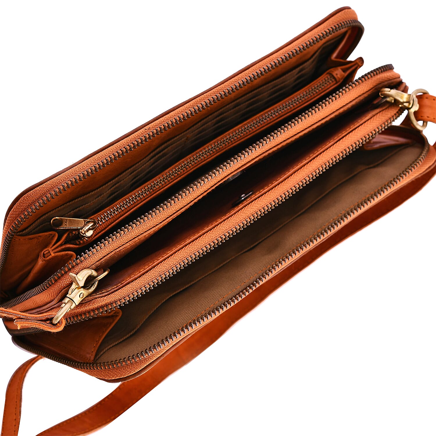 Tan Cow Leather Crossbody Bag (9.25x5x1.4)