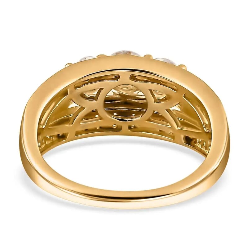 D'Joy Moissanite 1.65 ctw Trinity Ring in 18K Vermeil Yellow Gold Over Sterling Silver (Size 10.0)