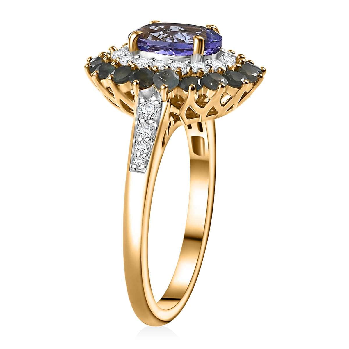 Tanzanite and Multi Gemstone 2.70 ctw Sunburst Ring in 18K Vermeil Yellow Gold Over Sterling Silver (Size 7.0) image number 3