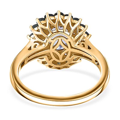 Tanzanite and Multi Gemstone 2.70 ctw Sunburst Ring in 18K Vermeil Yellow Gold Over Sterling Silver (Size 7.0)
