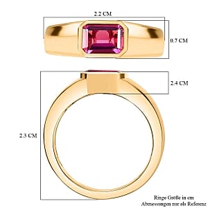 Lab Grown Red Beryl 0.92 ctw Ring in 18K Vermeil Yellow Gold Over Sterling Silver (Size 11.5)