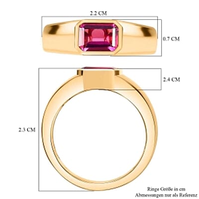 Lab Grown Red Beryl 0.92 ctw Ring in 18K Vermeil Yellow Gold Over Sterling Silver (Size 11.5)