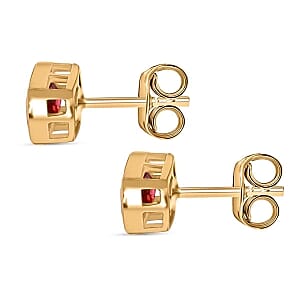 Lab Grown Red Beryl 1.02 ctw Earrings in 18K Vermeil Yellow Gold Over Sterling Silver