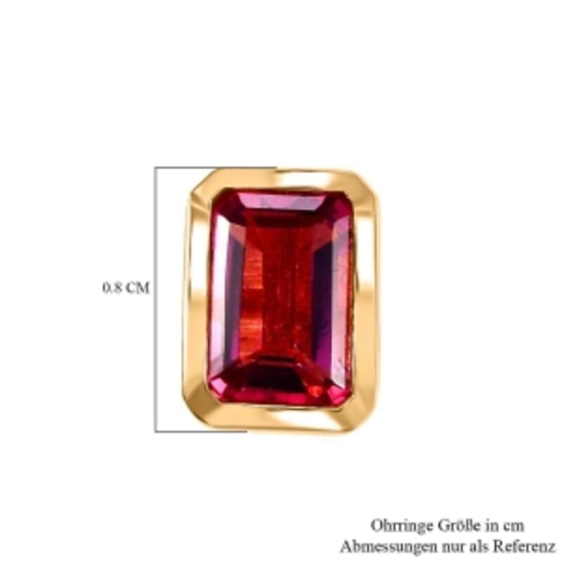 Lab Grown Red Beryl 1.02 ctw Earrings in 18K Vermeil Yellow Gold Over Sterling Silver