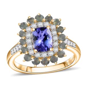 Tanzanite and Multi Gemstone 2.10 ctw Sunburst Ring in 18K Vermeil Yellow Gold Over Sterling Silver (Size 7.0)