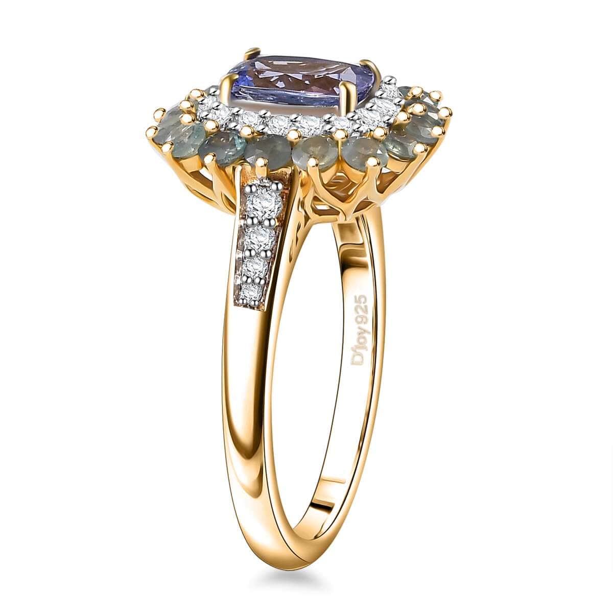 Tanzanite and Multi Gemstone 2.10 ctw Sunburst Ring in 18K Vermeil Yellow Gold Over Sterling Silver (Size 7.0) image number 3