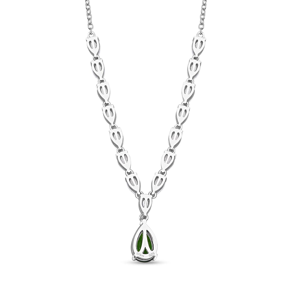 Chrome Diopside and White Topaz 5.00 ctw Drop Necklace 20 Inches in Rhodium Over Sterling Silver image number 4