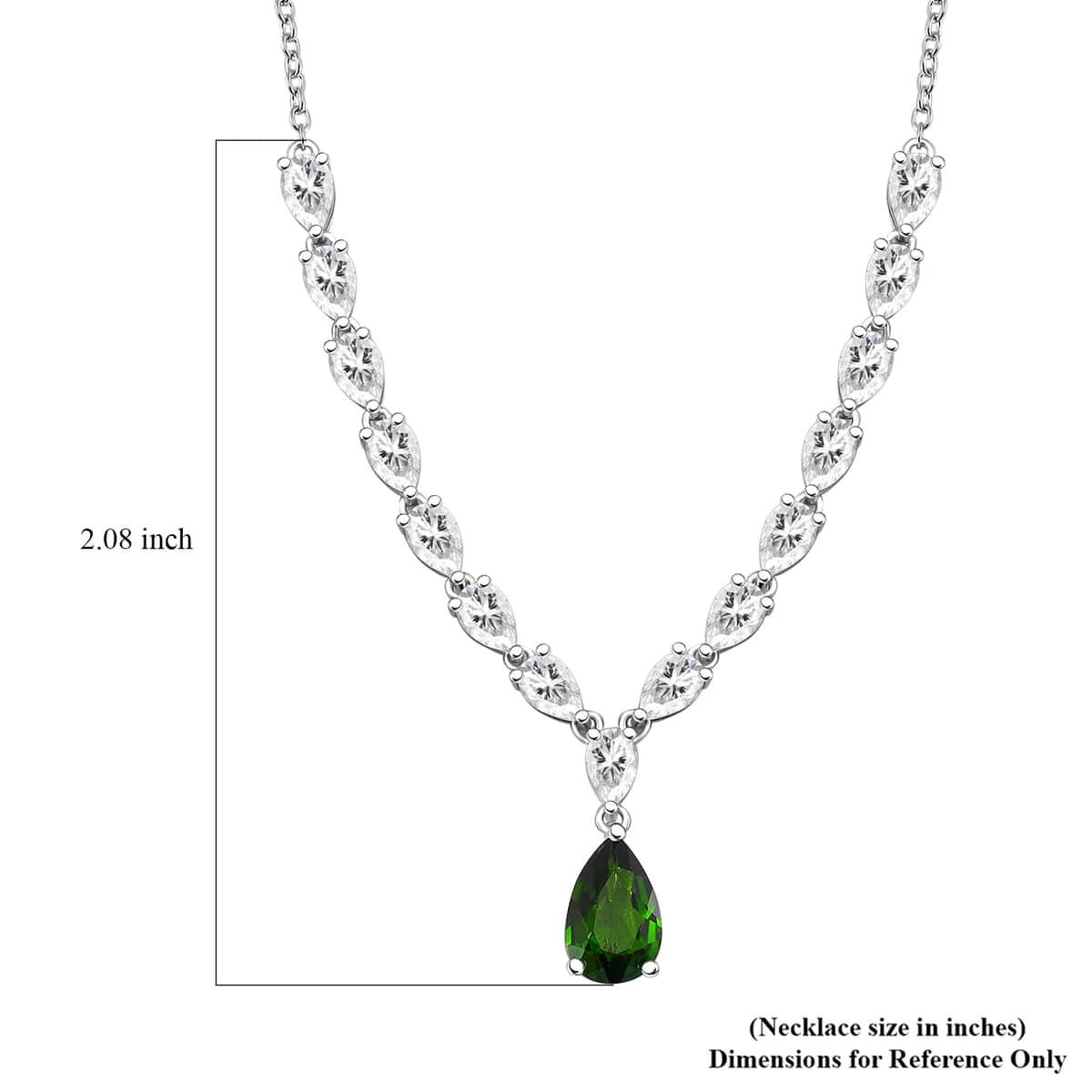 Chrome Diopside and White Topaz 5.00 ctw Drop Necklace 20 Inches in Rhodium Over Sterling Silver image number 6