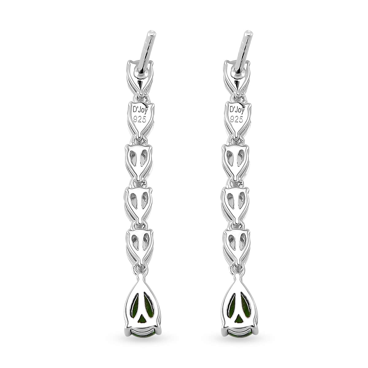 Chrome Diopside and White Topaz 2.75 ctw Dangle Earrings in Rhodium Over Sterling Silver image number 4