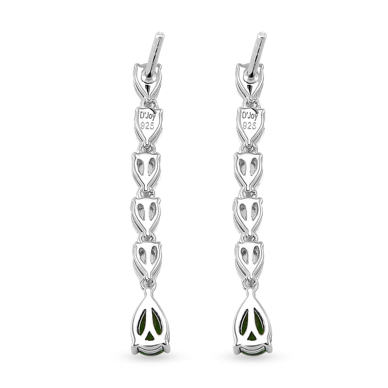 Chrome Diopside and White Topaz 2.75 ctw Dangle Earrings in Rhodium Over Sterling Silver