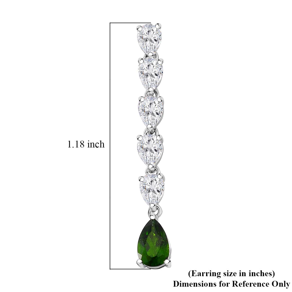 Chrome Diopside and White Topaz 2.75 ctw Dangle Earrings in Rhodium Over Sterling Silver image number 5