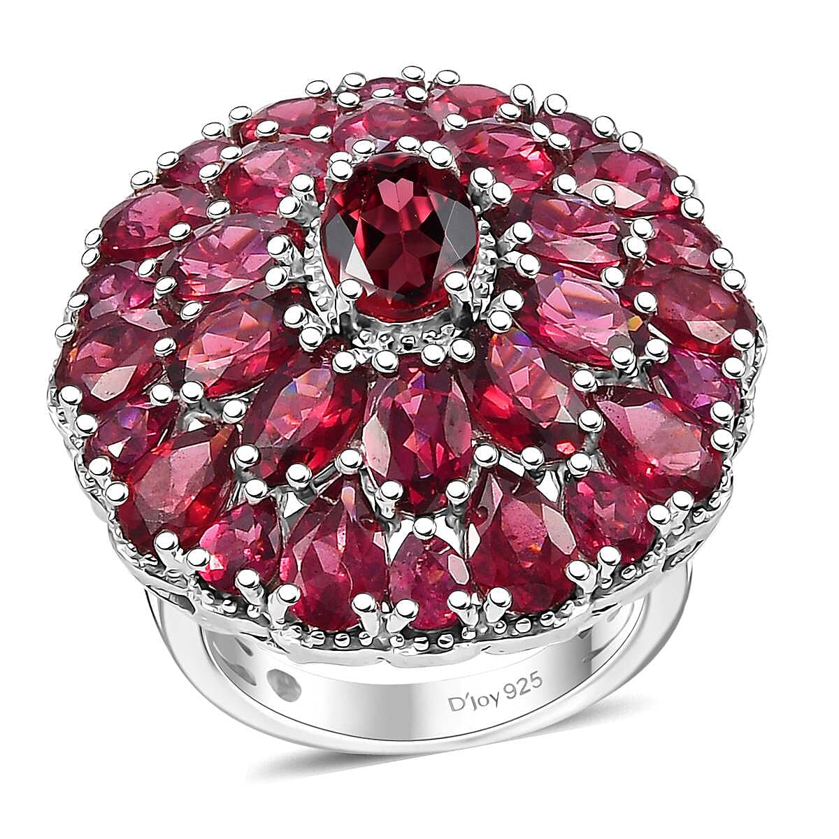 D'Joy Tanzanian Wine Garnet 13.30 ctw Bloom Radiance Ring in Rhodium Over Sterling Silver (Size 6.0) image number 0