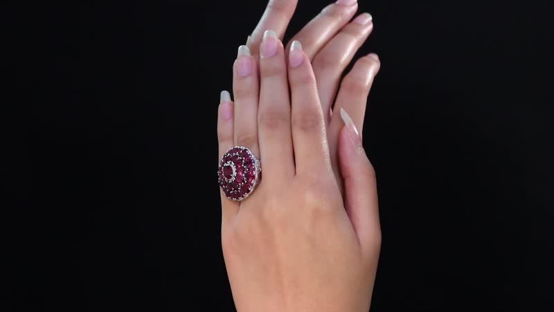 Tanzanian Wine Garnet 13.30 ctw Cluster Ring in Rhodium Over Sterling Silver