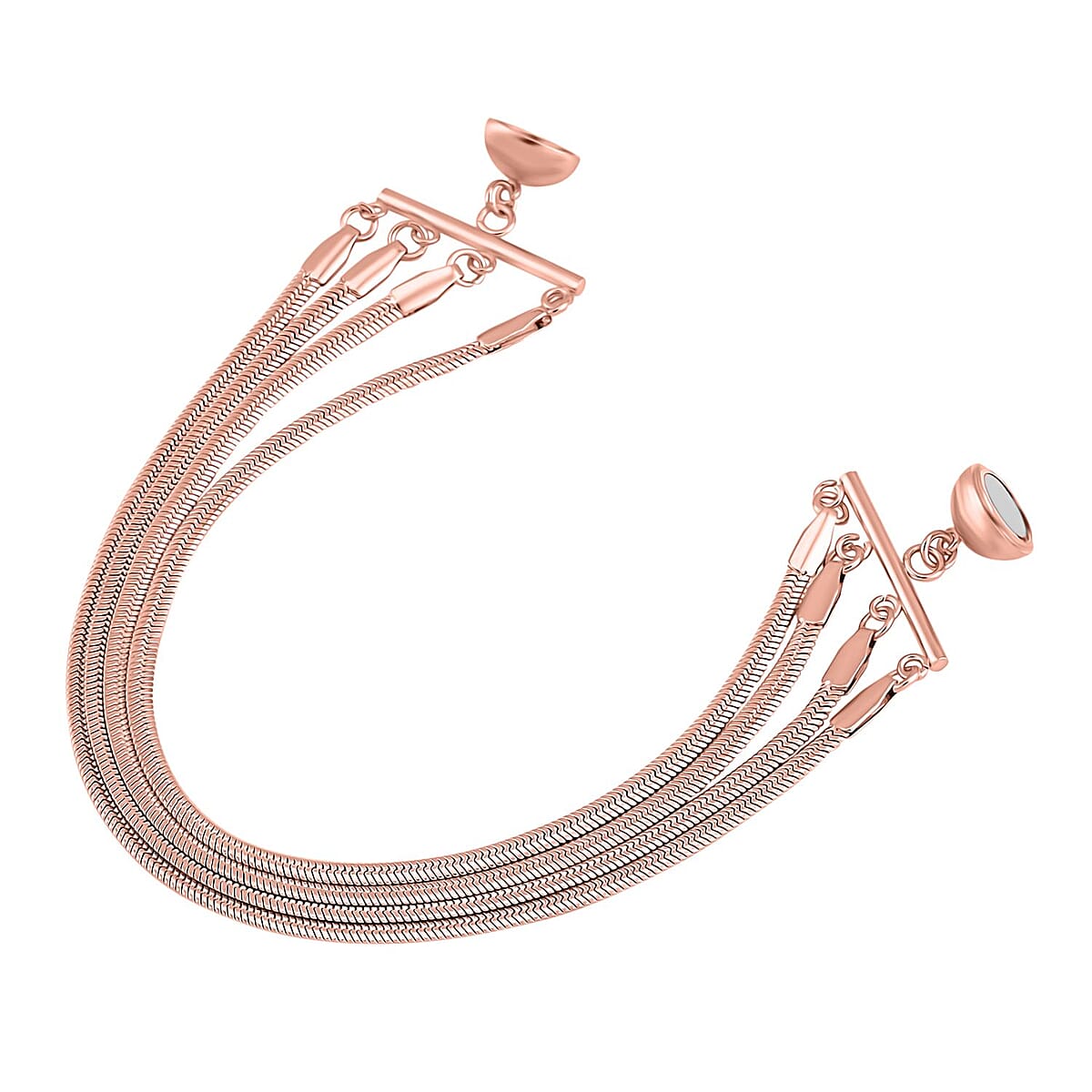 Multi Layer Snake Chain Bracelet in ION Plated RG Stainless Steel (8.00 In) image number 2