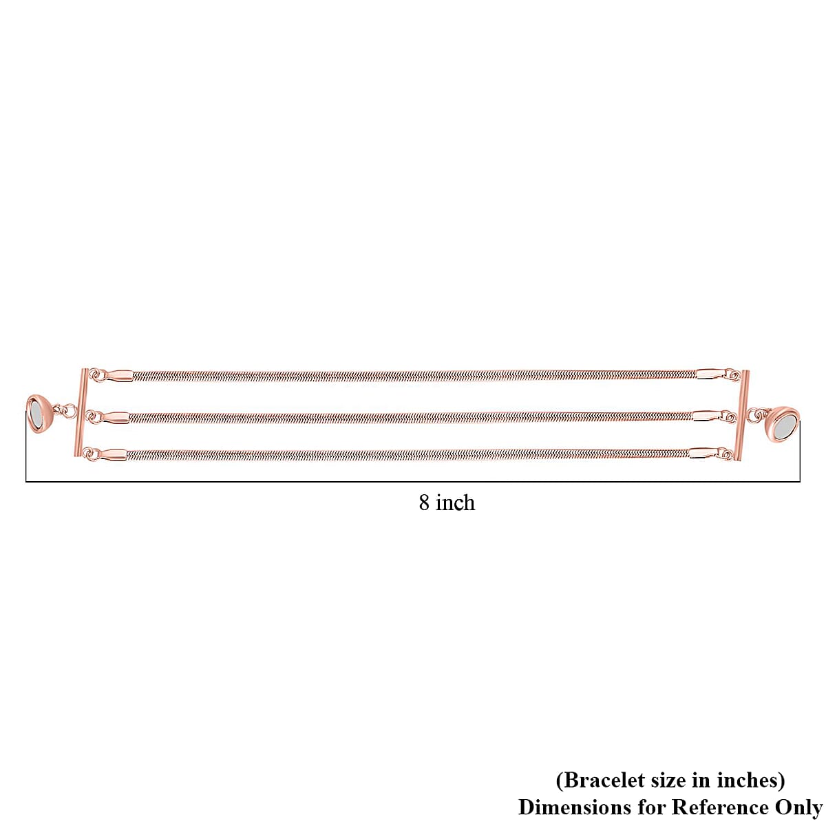 Multi Layer Snake Chain Bracelet in ION Plated RG Stainless Steel (8.00 In) image number 3