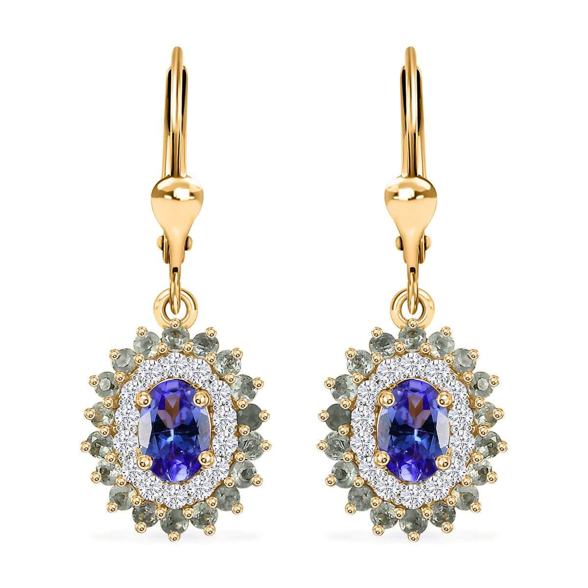 TLV Tanzanite, Multi Gemstone Lever Back Earrings in 18K Vermeil YG Over Sterling Silver 2.00 ctw image number 0