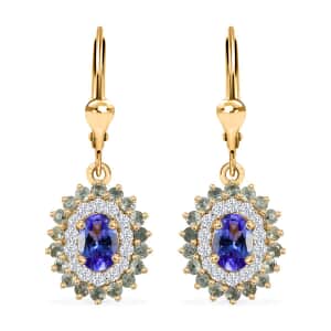 Tanzanite and Multi Gemstone 2.00 ctw Sunburst Earrings in 18K Vermeil Yellow Gold Over Sterling Silver