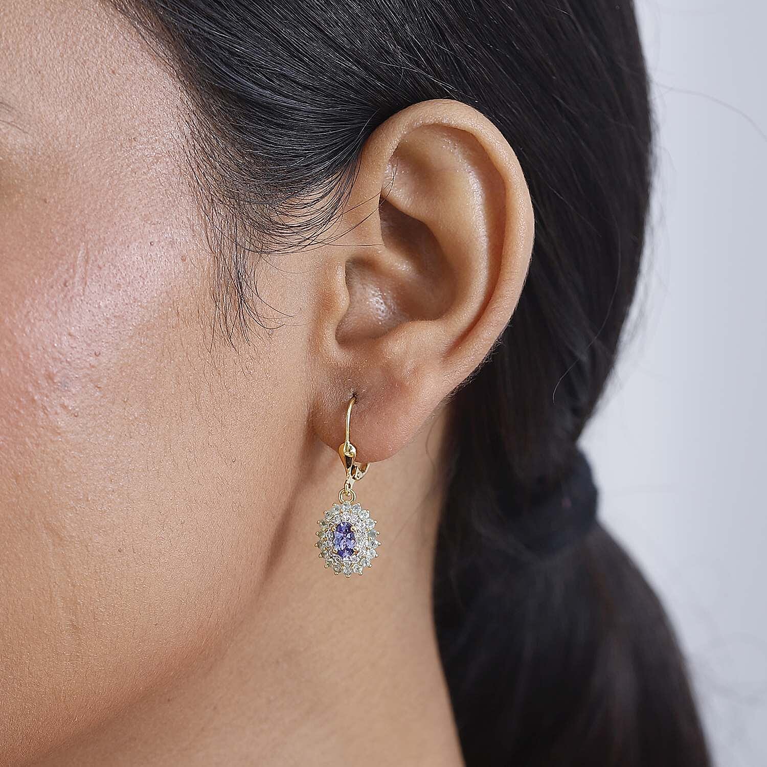 Tanzanite and Multi Gemstone 2.00 ctw Sunburst Earrings in 18K Vermeil Yellow Gold Over Sterling Silver