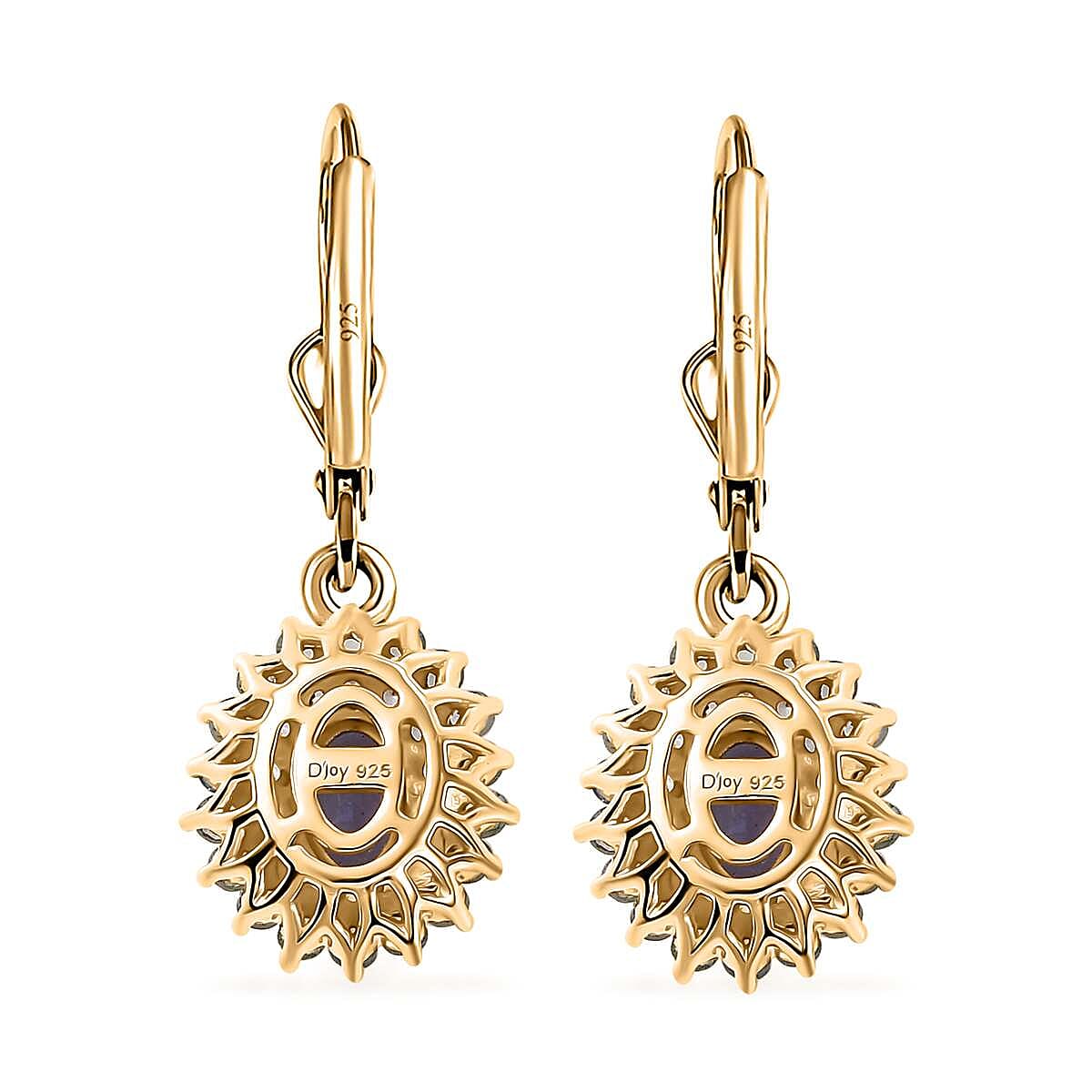 Tanzanite and Multi Gemstone 2.00 ctw Sunburst Earrings in 18K Vermeil Yellow Gold Over Sterling Silver