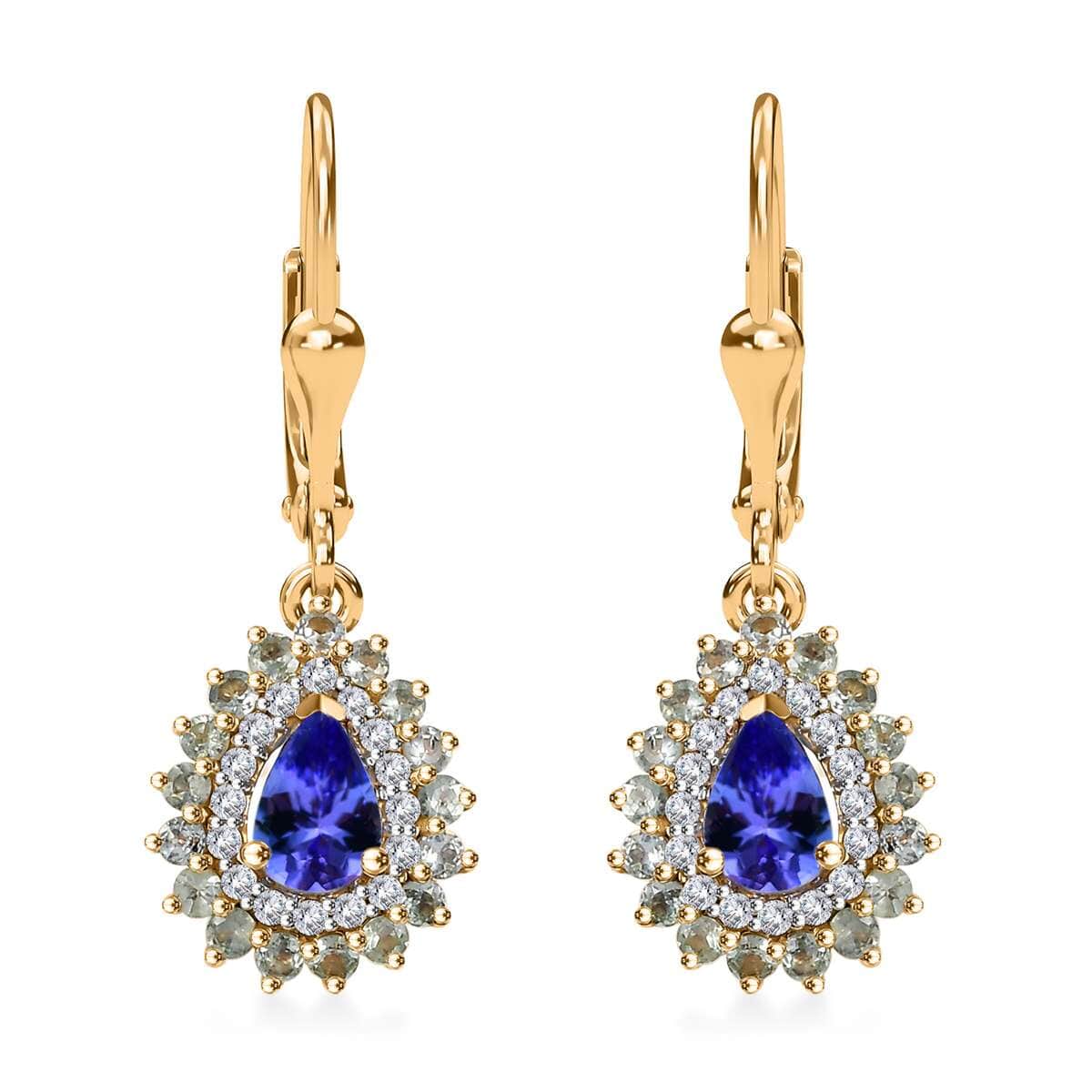 Tanzanite and Multi Gemstone 1.85 ctw Sunburst Earrings in 18K Vermeil Yellow Gold Over Sterling Silver image number 0