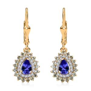 Tanzanite and Multi Gemstone 1.85 ctw Sunburst Earrings in 18K Vermeil Yellow Gold Over Sterling Silver