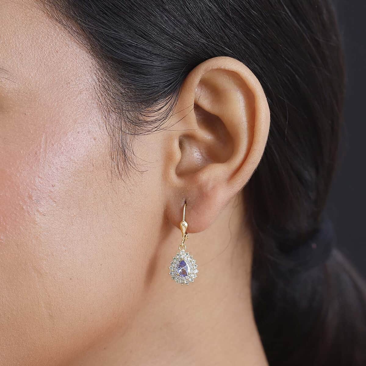 Tanzanite and Multi Gemstone 1.85 ctw Sunburst Earrings in 18K Vermeil Yellow Gold Over Sterling Silver image number 2