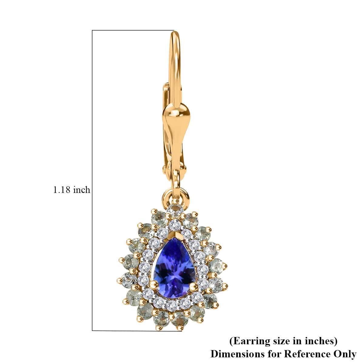 Tanzanite and Multi Gemstone 1.85 ctw Sunburst Earrings in 18K Vermeil Yellow Gold Over Sterling Silver image number 4