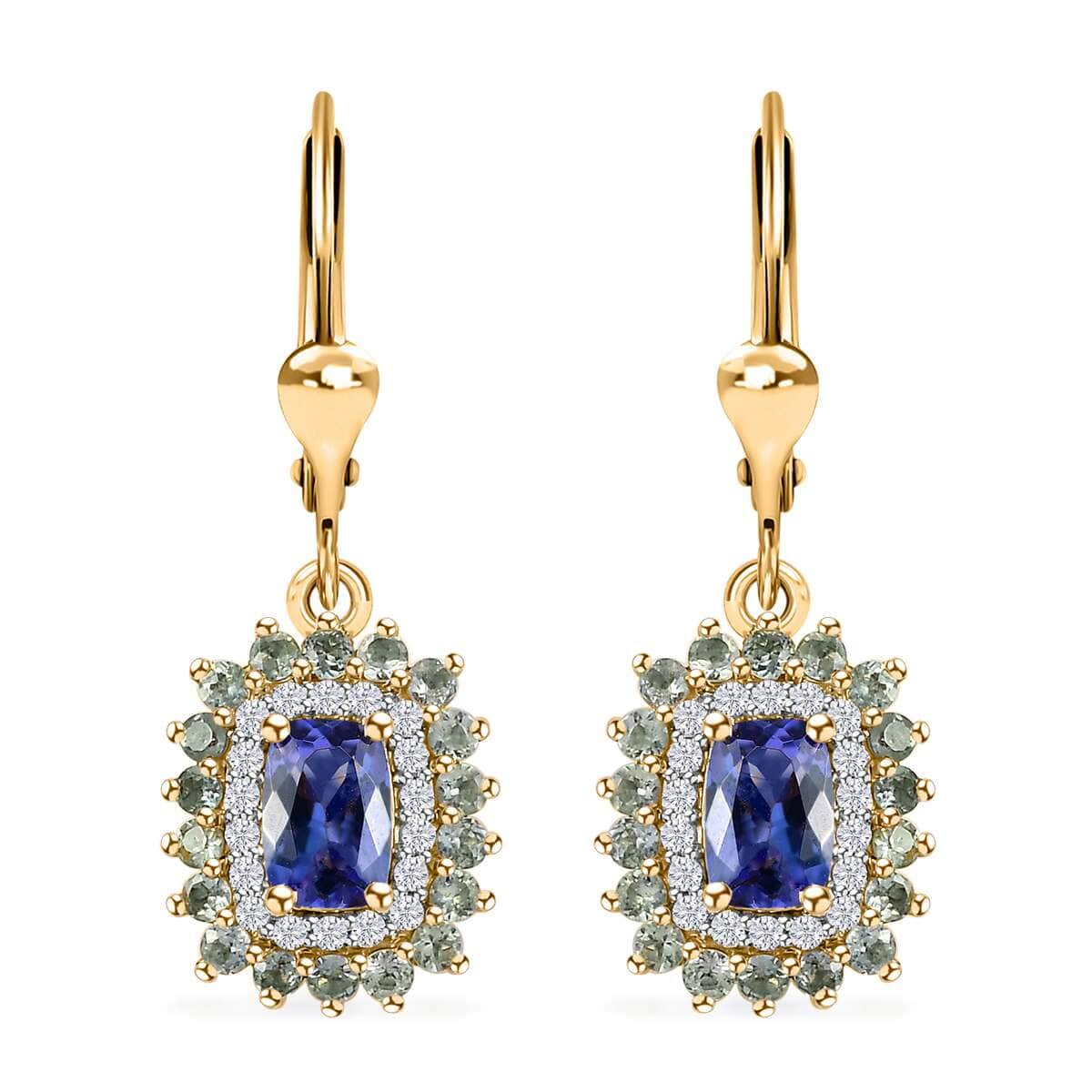 Tanzanite and Multi Gemstone 2.10 ctw Sunburst Earrings in 18K Vermeil Yellow Gold Over Sterling Silver image number 0