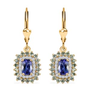 Tanzanite and Multi Gemstone 2.10 ctw Sunburst Earrings in 18K Vermeil Yellow Gold Over Sterling Silver